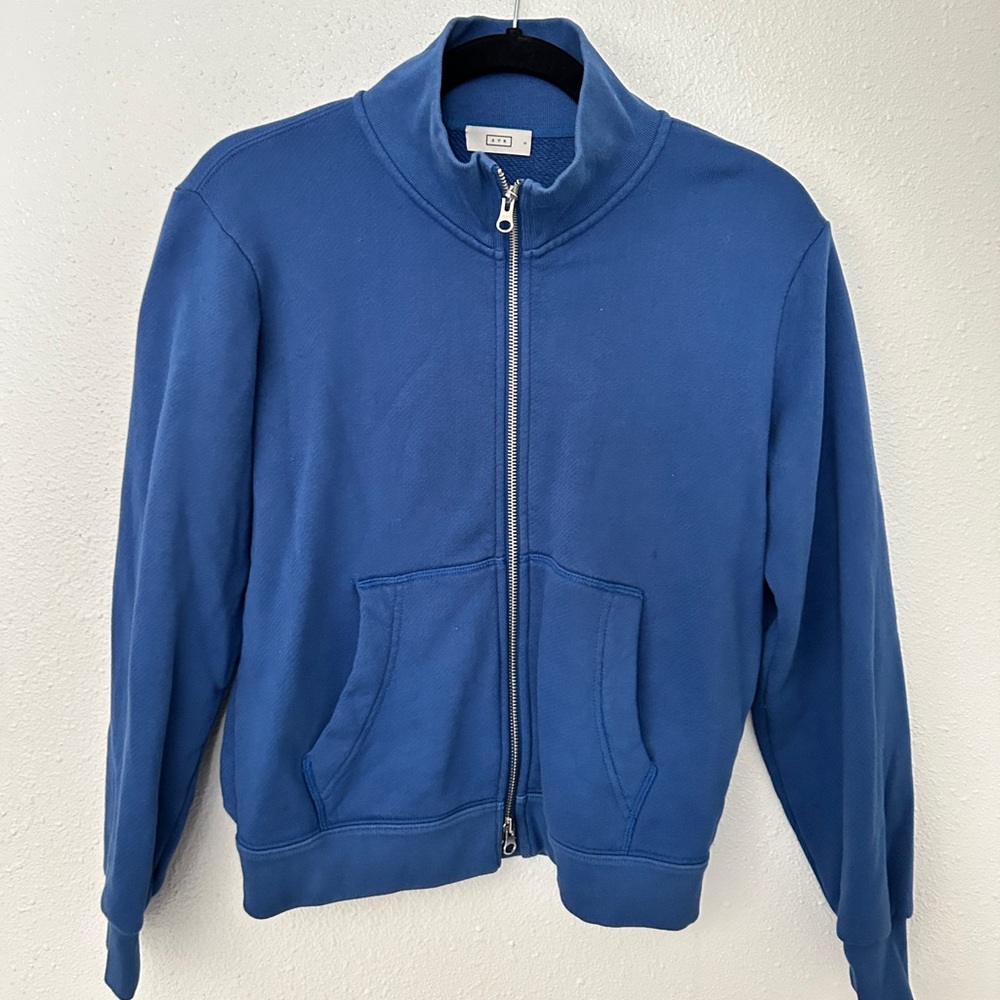 AYR All Year Round Full Zip Charcoal Blue Sweater Jacket Womens Small